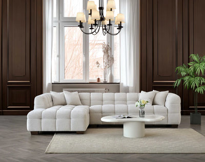 Aluxo Tribeca Corner Group Sofa in Oatmeal Boucle Fabric