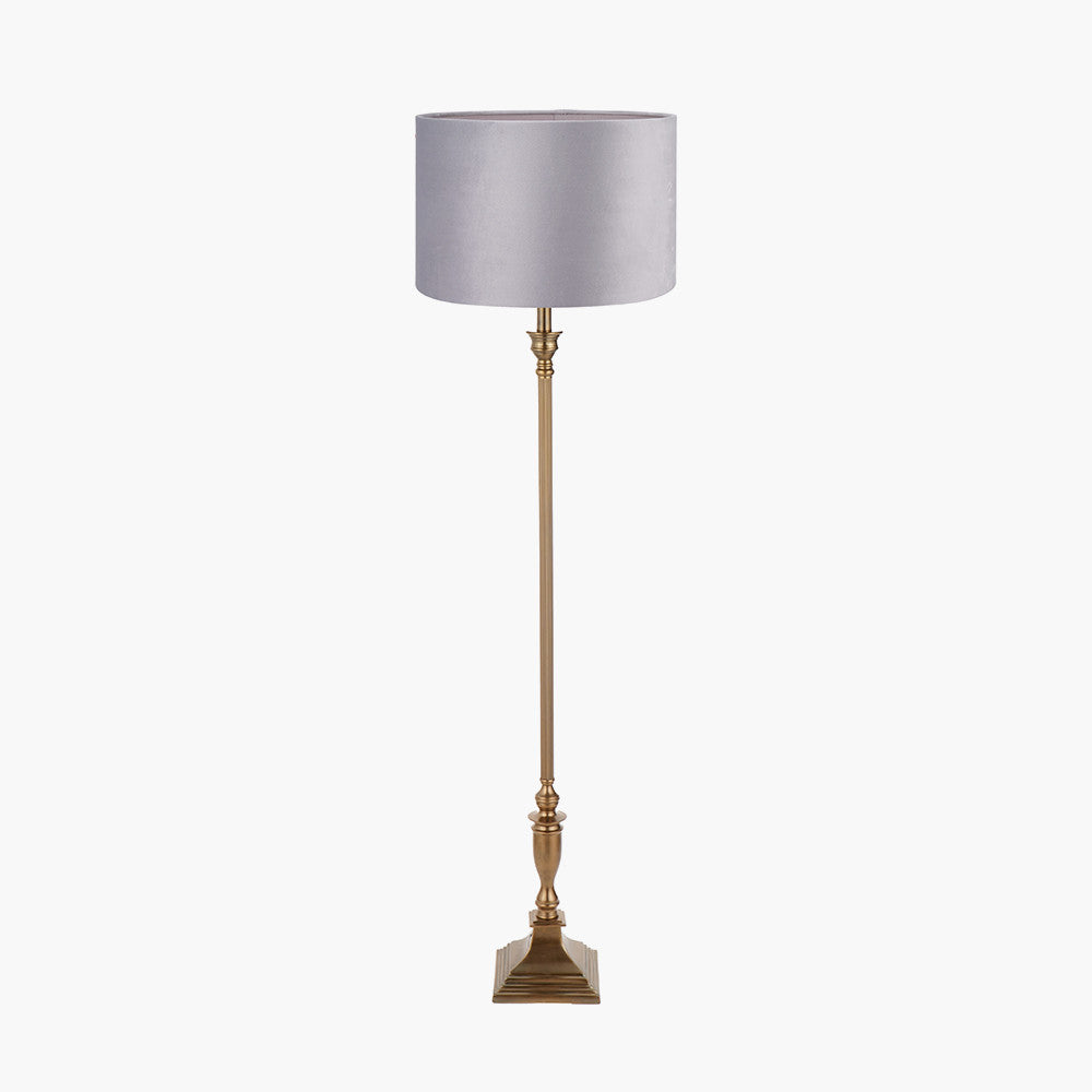 pacific-lifestyle-Canterbury-Antique-Brass-Metal-Floor-Lamp-Base-with-Rene-45cm-Light-Grey-Velvet-Cylinder-Lampshade_1