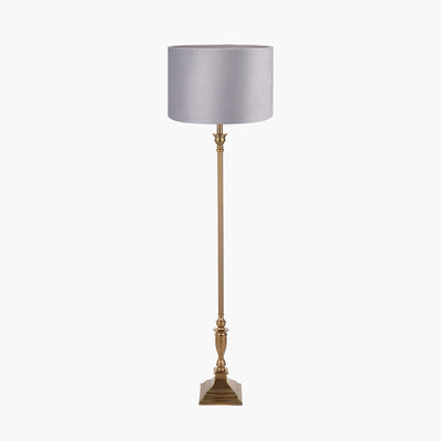 pacific-lifestyle-Canterbury-Antique-Brass-Metal-Floor-Lamp-Base-with-Rene-45cm-Light-Grey-Velvet-Cylinder-Lampshade_1