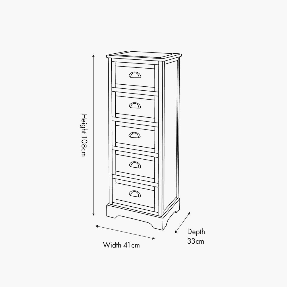 pacific-lifestyle-Croft-Linen-Pine-Wood-5-Drawer-Tall-Unit_Dimensions