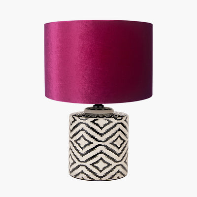 pacific-lifestyle-chirala-black-and-white-ikat-ceramic-table-lamp-base-with-bow-35cm-raspberry-velvet-cylinder-lampshade_1