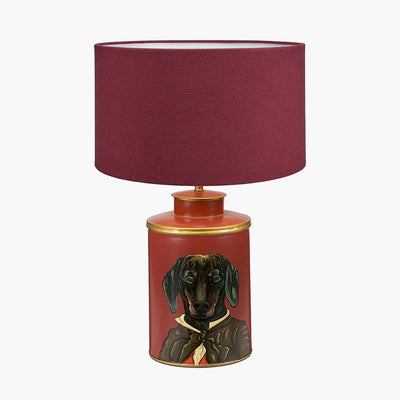 pacific-lifestyleDachshund-Red-Hand-Painted-Metal-Table-Lamp-Base-with-Henry-35cm-Mulberry-Handloom-Cylinder-Lampshade_1