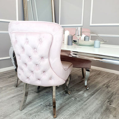 Sandhurst Dining Chair Straight Leg in Pink Velvet