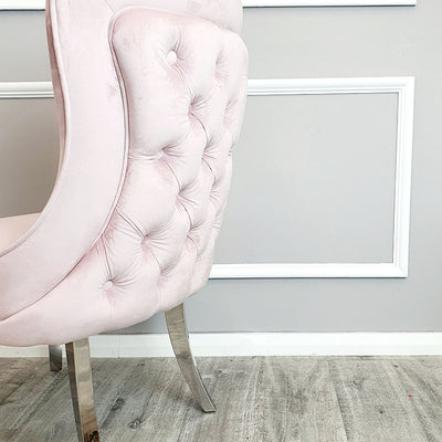 Sandhurst Dining Chair Straight Leg in Pink Velvet